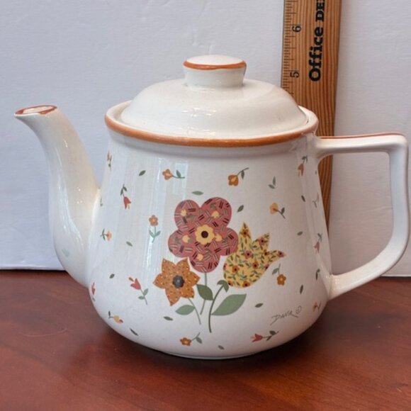 Vintage Davir Floral Crackle Glaze Teapot Retro Ceramic Cottageware Kitchen - Picture 12 of 12